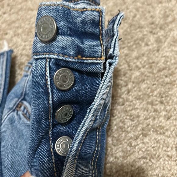 GRLFRND 24 Karolina High Rise Straight Leg Crop Jeans Frayed Hem Button Fly - Picture 6 of 13